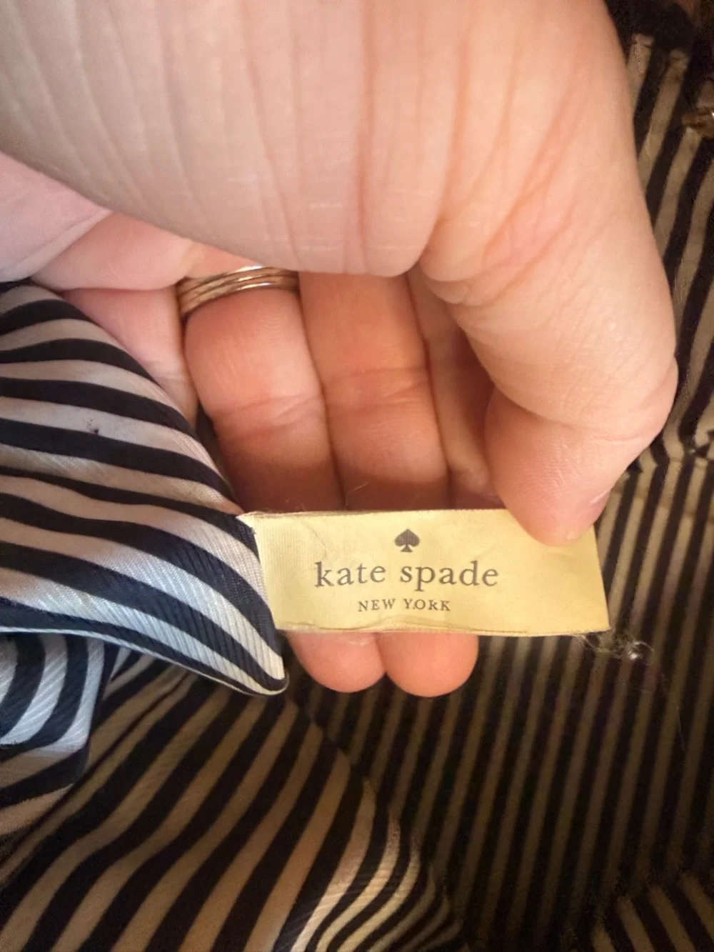 kate spade‎ Two-Tone Pebbled Leather Satchel in Cream, Gray and Black